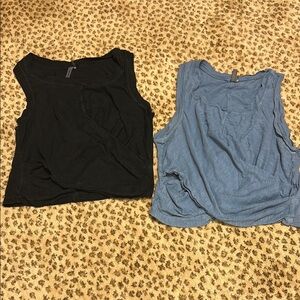 Vimmia Black and Gray Crop Tank Tops Relaxed Fit